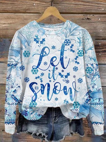 Women's Christmas Let It Snow Tie Dye Print Sweatshirt