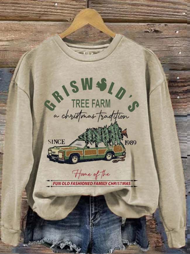 Women's Griswold's Tree Farm Since 1989 Print Crew Neck Sweatshirt