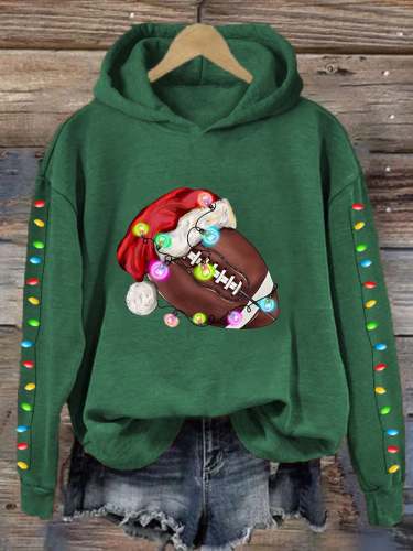 Women's Christmas Football Print Hoodie