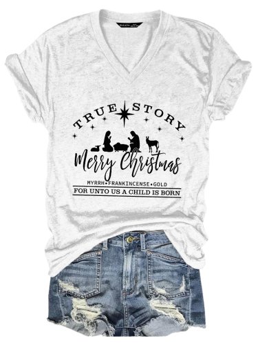Women's Christian Christmas True Story Casual T-Shirt