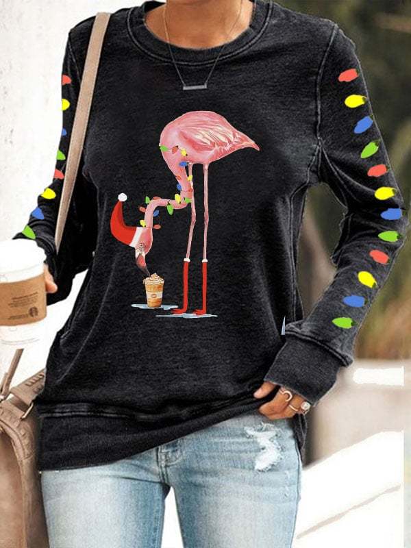 Women's Christmas Lights Flamingo Sweatshirt