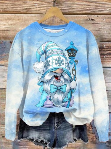 Women's Christmas Snowman Gnome Print Sweatshirt
