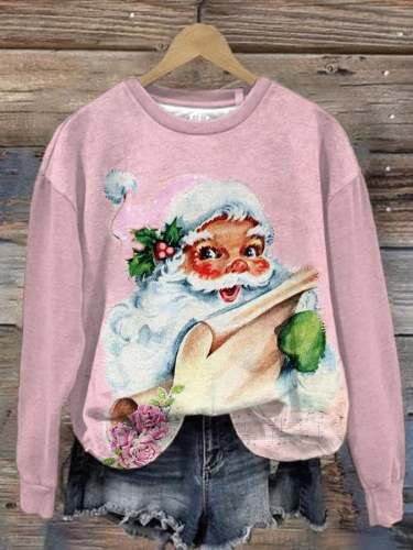 Women's Casual Santa Claus Print Long Sleeve Sweatshirt