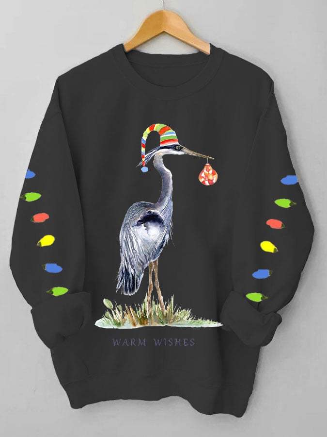 Women's great blue heron Christmas sweatshirt