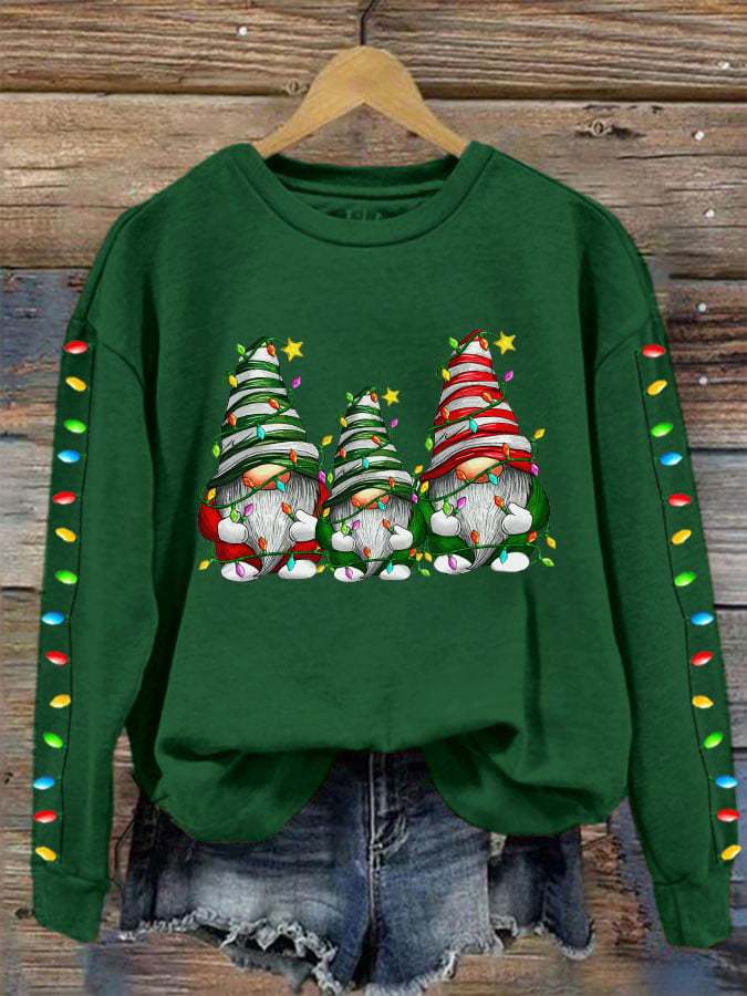 Women's Christmas Gnome Print Sweatshirt