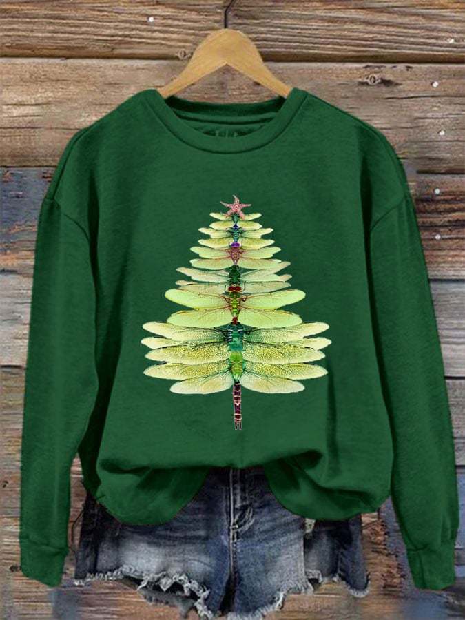 Women's Christmas Dragonfly Tree Sweatshirt