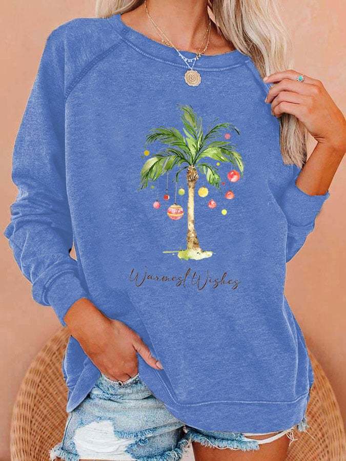 Women's Hawaiian Christmas 'warmestwishes' print sweatshirt