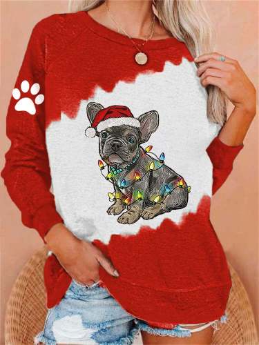 Women's Christmas French Bulldog Mom Print Casual Sweatshirt