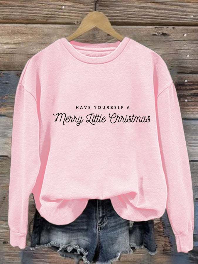 Women's Casual Merry Christmas Print Long Sleeve Sweatshirt