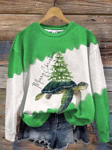 Women's Merry Christmas Turtle Sweatshirt