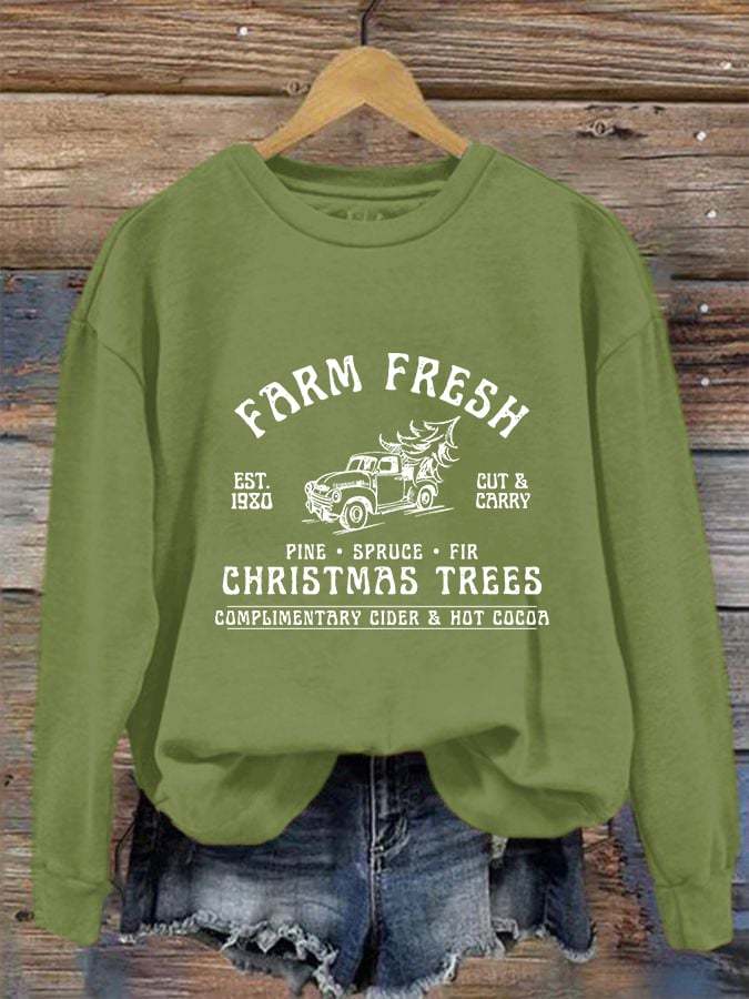 Women's Farm Fresh Christmas Trees Sweatshirt
