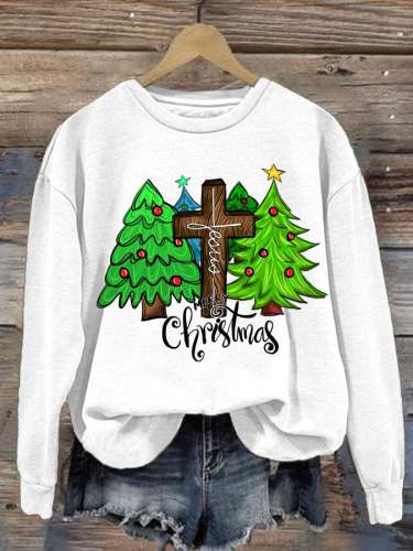 Women's Merry Chrismas Print Long Sleeve Sweatshirt