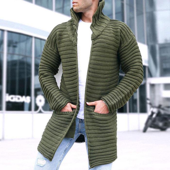 Solid Color Turtleneck Knitted Sweater Long Coat