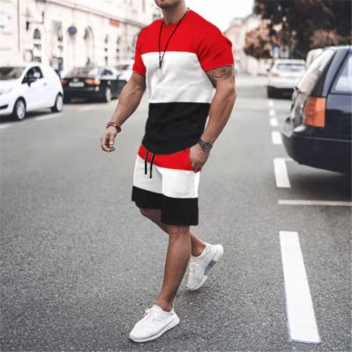 Colorblock T-Shirt and Shorts Two-Piece Set