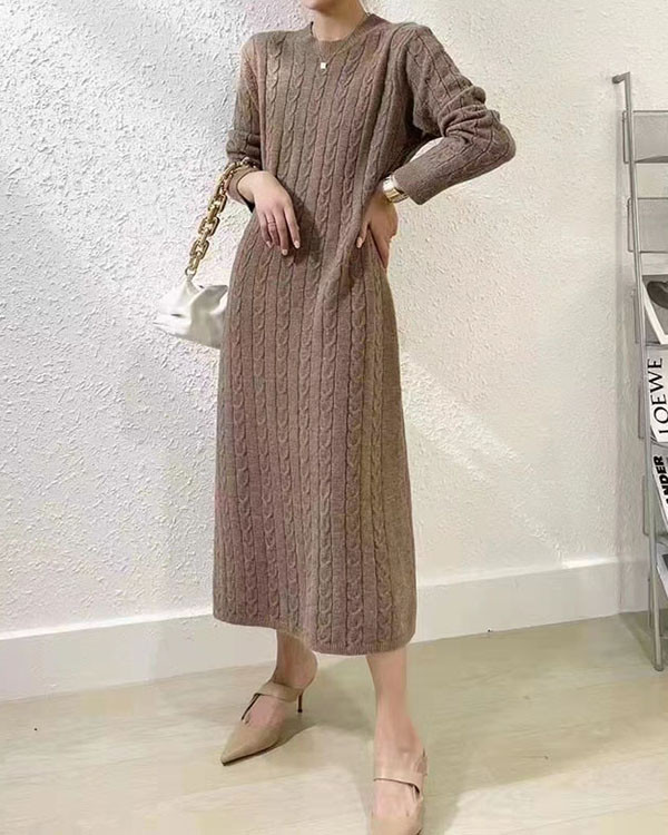 Vintage Twist Knit Sweater Dress