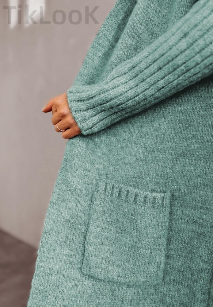 TikLooK LIVE Loose Knit Sweater Hooded Cardigan