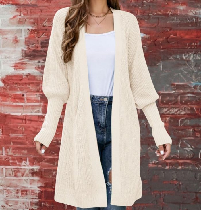 Solid Knit Tie Cardigan Sweater