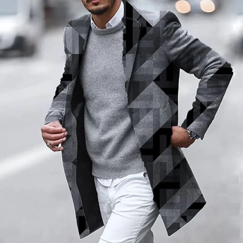 Men's Street Simple Plaid Print Casual Coat