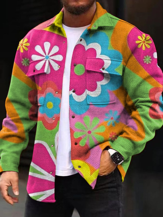 Fashionable Street Printed Woolen Jacket