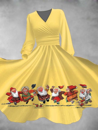 Women's Christmas Dwarf Long Sleeve Maxi Dress
