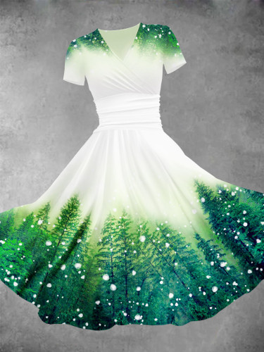 Women's Christmas Tree Forest With Snowflakes Christmas Design Maxi Dress