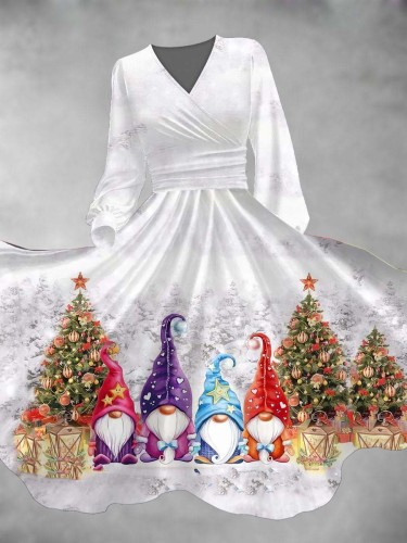 Christmas Snowy Dwarf Long Sleeve Maxi Dress