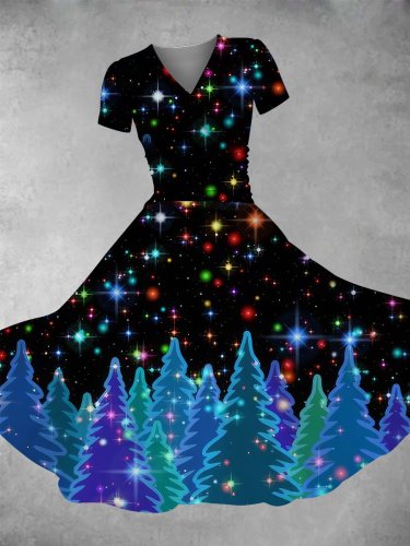 Women's Christmas Trees Art Print Maxi Dress