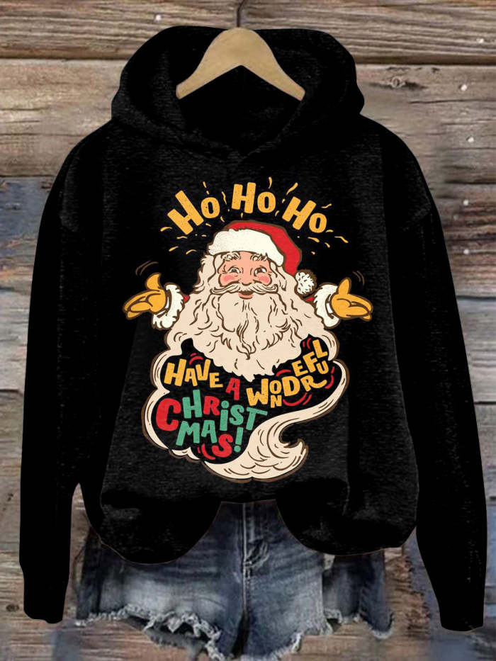 Women's Have a Wonderful Christmas Print Casual Hoodie