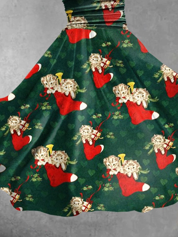 Women's Christmas Retro Funny  Print Casual Dress