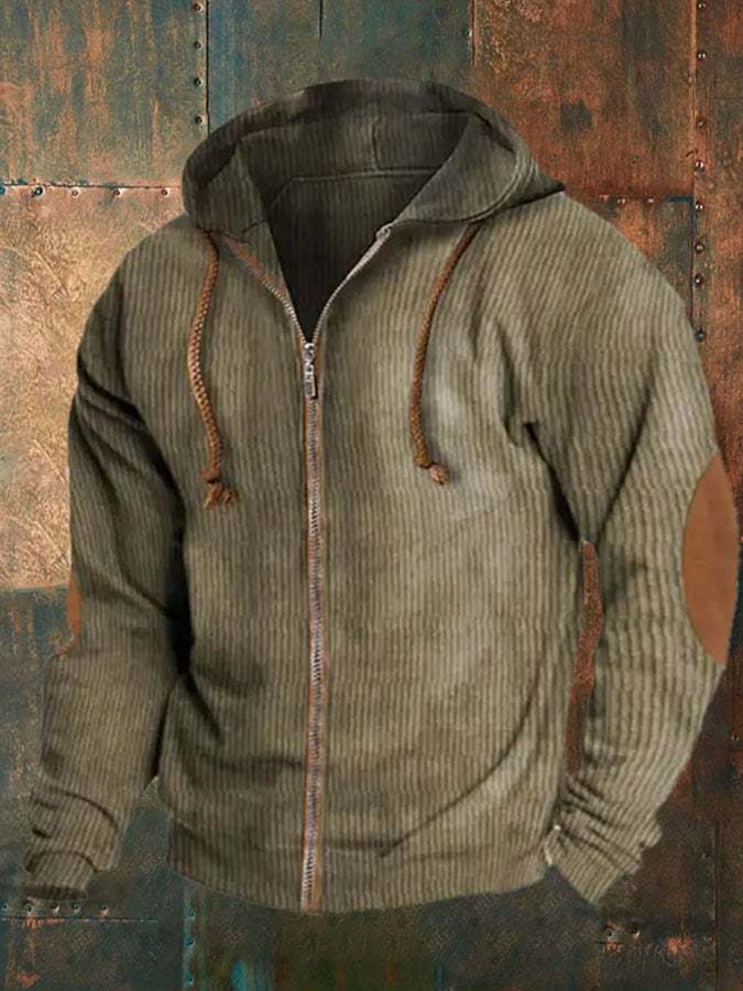 Men's Casual Color Block Stand Collar Long Sleeve Sweatshirt