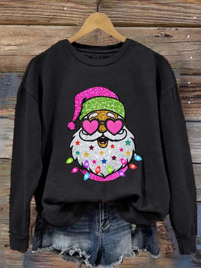 🔥Buy 3 Get 10% Off🔥Women's Shiny Santa Print Sweatshirt