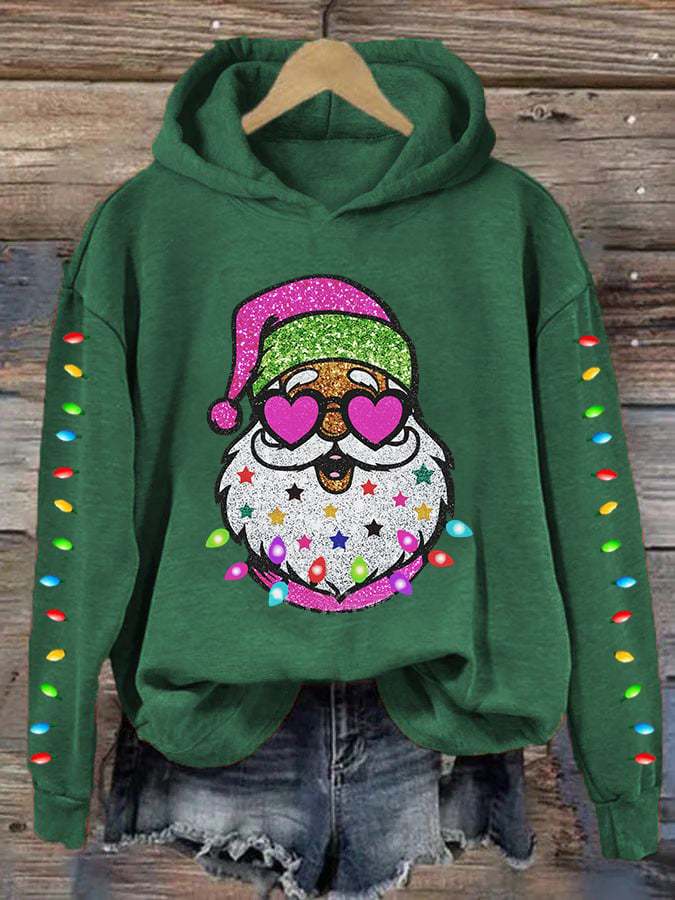 🔥Buy 3 Get 10% Off🔥Women's Santa With Sunglasses Print Hoodie