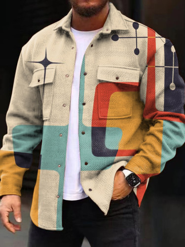 Men's Casual Fashion Long Sleeve Art Print Jacket