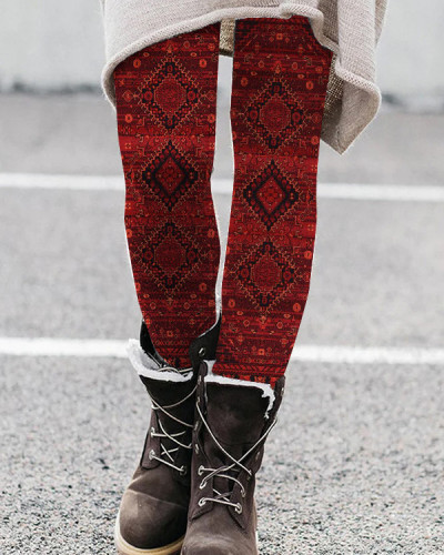 Vintage Bohemian Print Casual Leggings