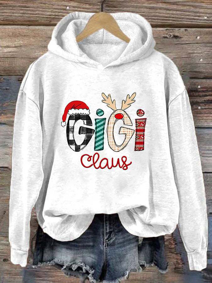 Women'S Casual Gigi Claus Printed Long Sleeve Sweatshirt
