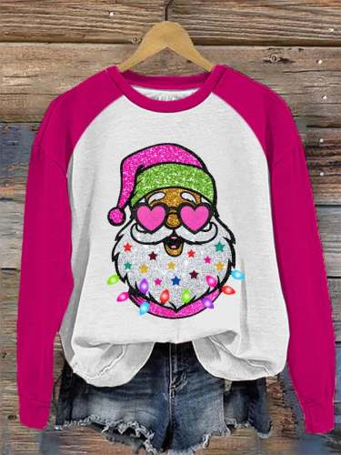 🔥Buy 3 Get 10% Off🔥Women's Shiny Santa Print Sweatshirt