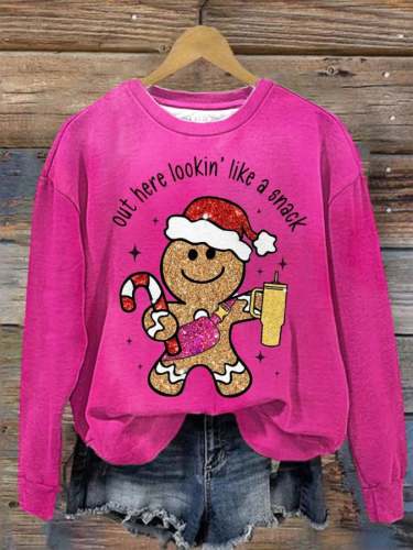 Women's Christmas Out Here Lookin Like a Snack Printed Sweatshirt