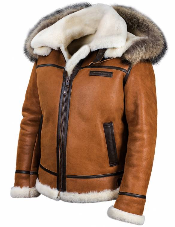 XMAS SALE 40% OFF-BOMBER B-3 SHEEPSKIN JACKET HOODED WHISKEY[FREE SHIPPING TODAY]