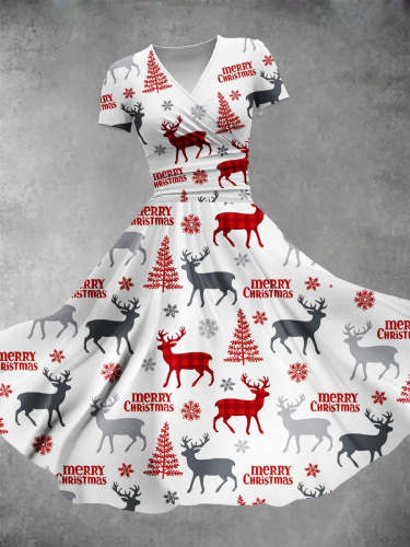 Women's Christmas Gift Merry Christmas Tree Christmas Deer Design Maxi Dress