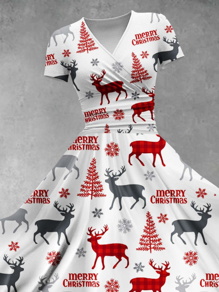 Women's Christmas Gift Merry Christmas Tree Christmas Deer Design Maxi Dress