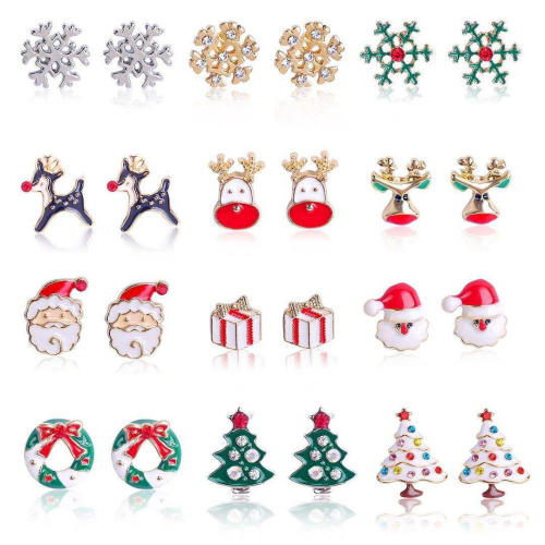 Christmas Tree Santa Snowflake Earring