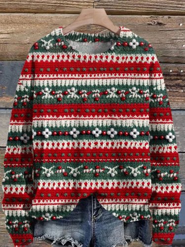Christmas Print Knit Pullover Sweater