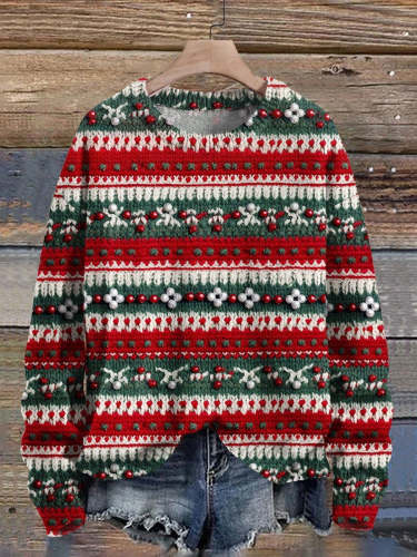 Christmas Print Knit Pullover Sweater