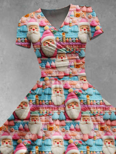 Women's Christmas Gift Santa Print Design Maxi Dress