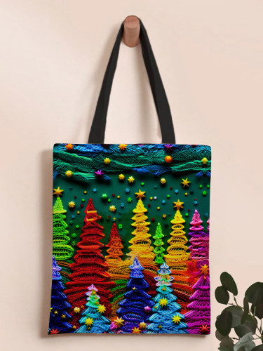 Christmas Colorful Christmas Tree Canvas Crossbody Bag