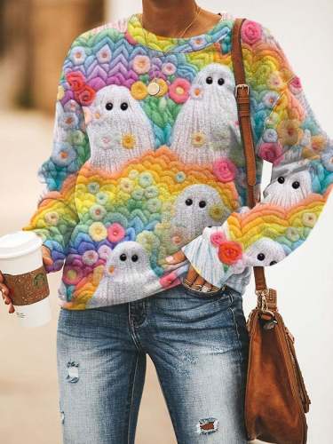 Women's Rainbow Ghost Halloween Sweatshirt