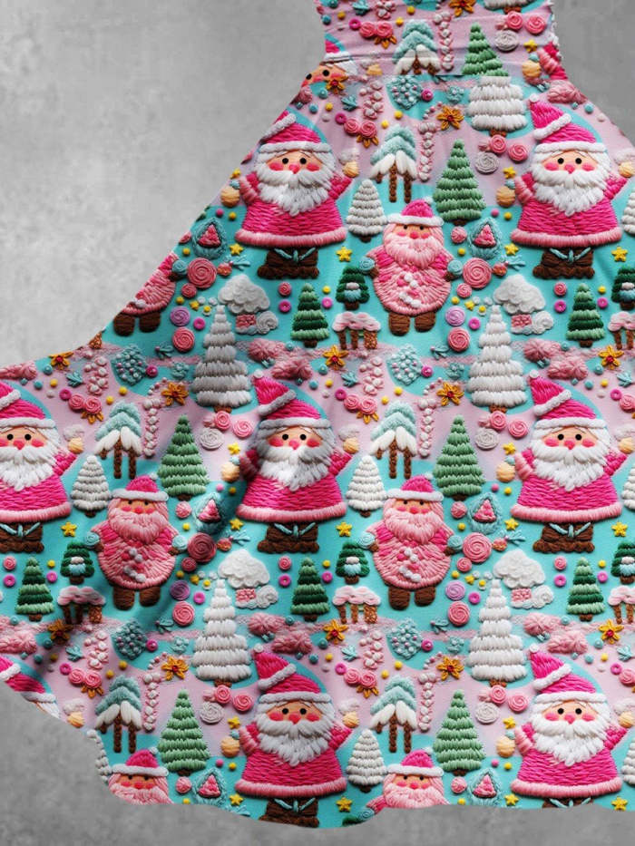 Women's Christmas Gift Santa Christmas Tree Print Design Maxi Dress