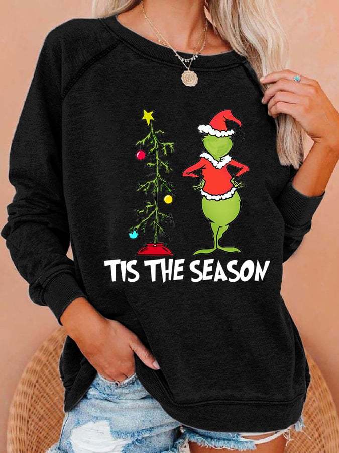 Women Tis The Season Christmas Print Casual Sweatshirt