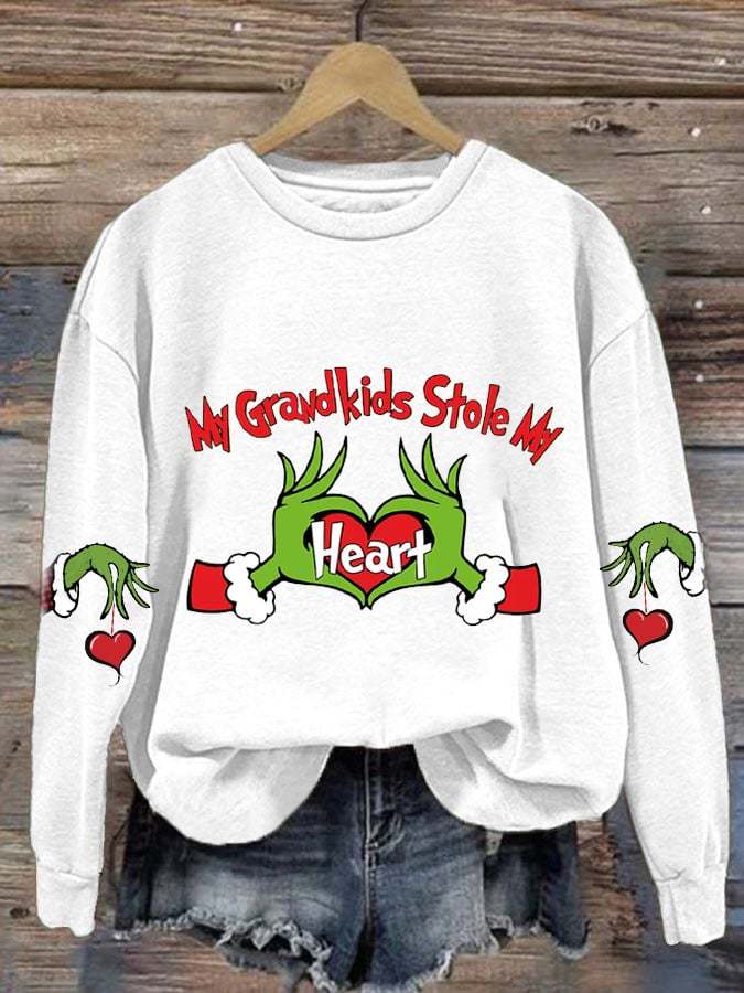 Women's My Grandkids Stole My Heart Print Casual Sweatshirt