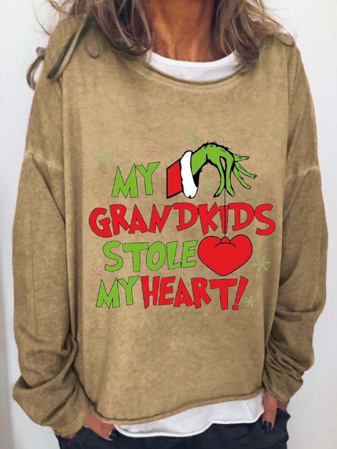 Women's My Grandkids Stole My Heart Print Casual Sweatshirt